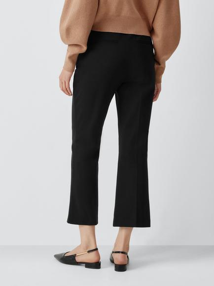 John Lewis Slim Cropped Bootcut Trousers containing LENZING™ ECOVERO™ Viscose, Black - view 2, Black