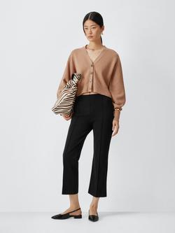 John Lewis Slim Cropped Bootcut Trousers containing LENZING™ ECOVERO™ Viscose, Black, Black