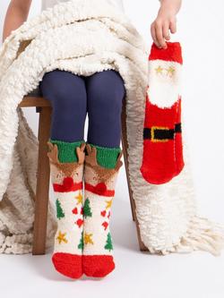 totes Kids' Toasties Slipper Socks, Pack of 2, Reindeer / Santa - view 2, Reindeer / Santa