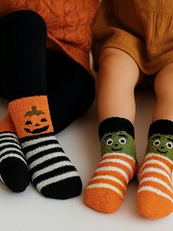 totes Kids' Toasties Slipper Socks, Pack of 2, Monster/Pumpkin - view 2, Monster/Pumpkin