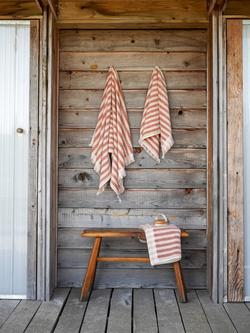 Piglet in Bed Pembroke Stripe Cotton Towels - view 2, Sand Shell