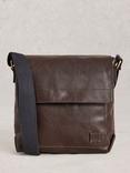 White Stuff Connor Leather Messenger Bag, Dk Brown