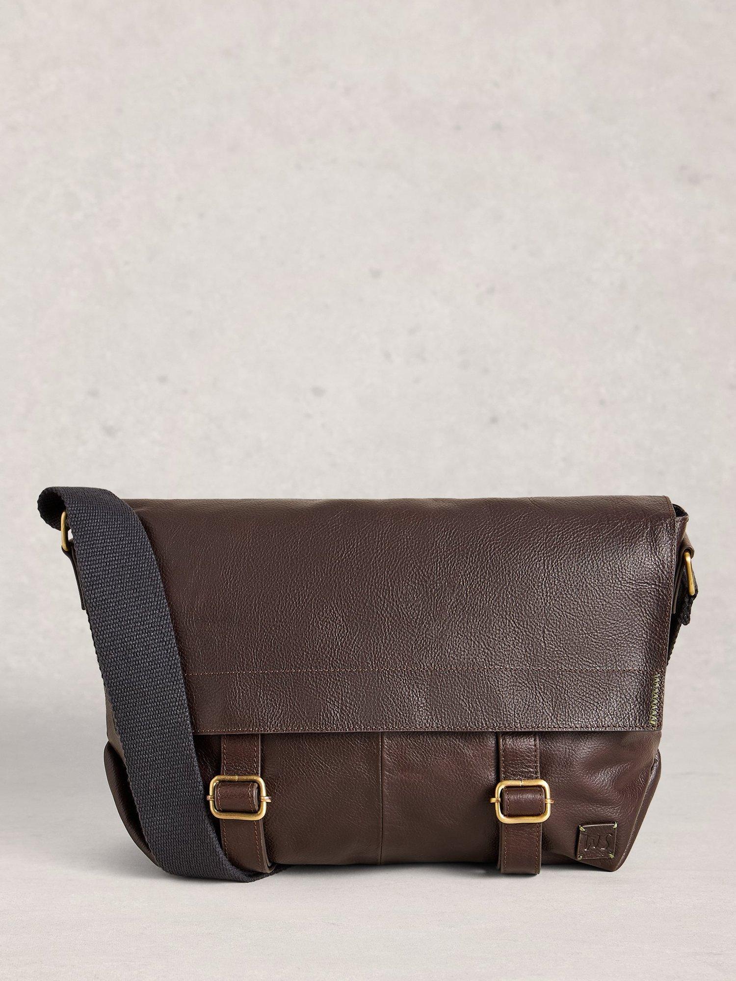 Product image 1 of 3, which shows White Stuff Connor Leather Messenger Bag, Dk Brown