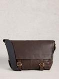 White Stuff Connor Leather Messenger Bag, Dk Brown
