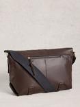 White Stuff Connor Leather Messenger Bag, Dk Brown