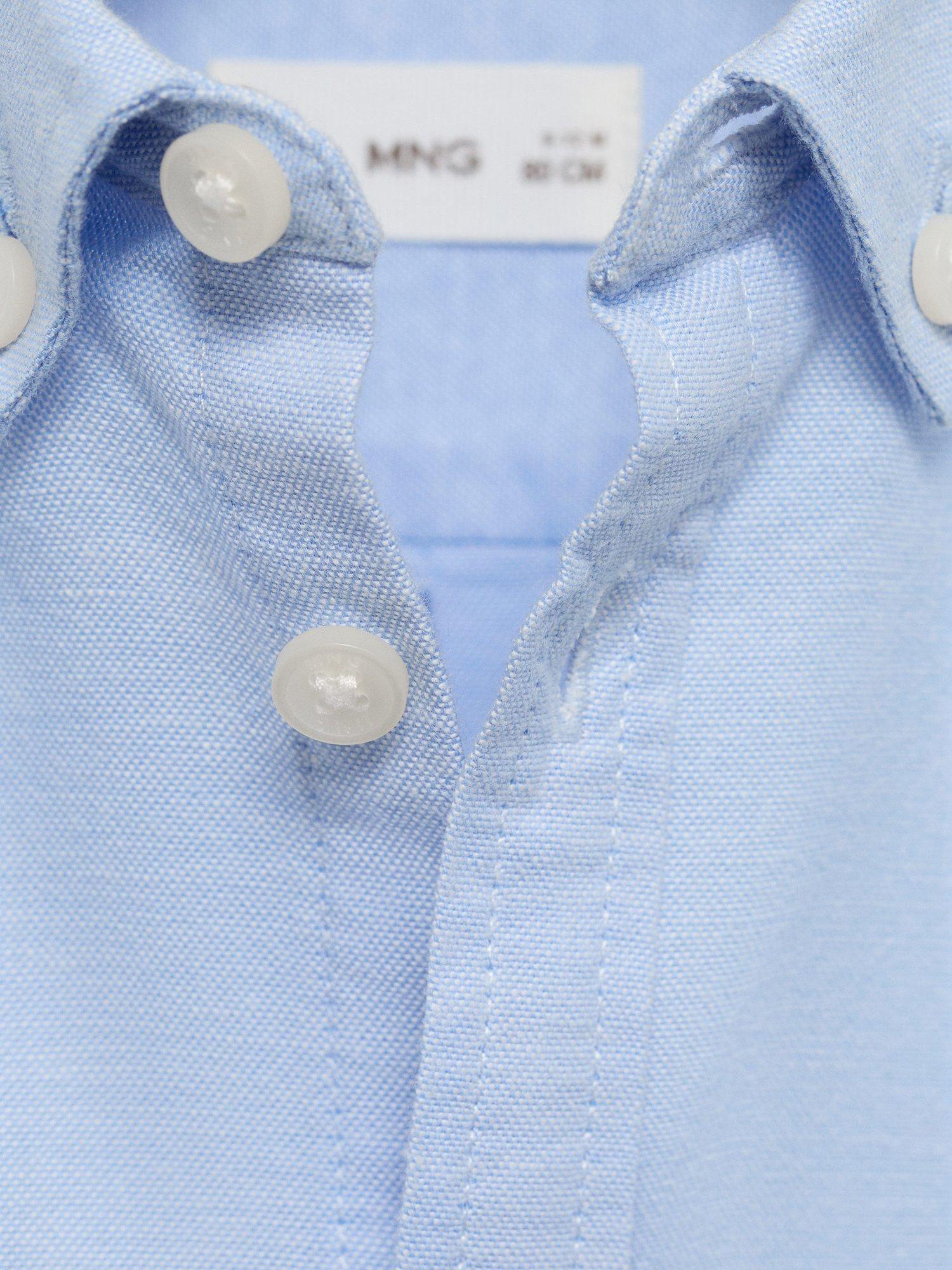 Product image 3 of 4, which shows Mango Kids' Cotton Oxford Shirt, Light Pastel Blue, 12-18 months