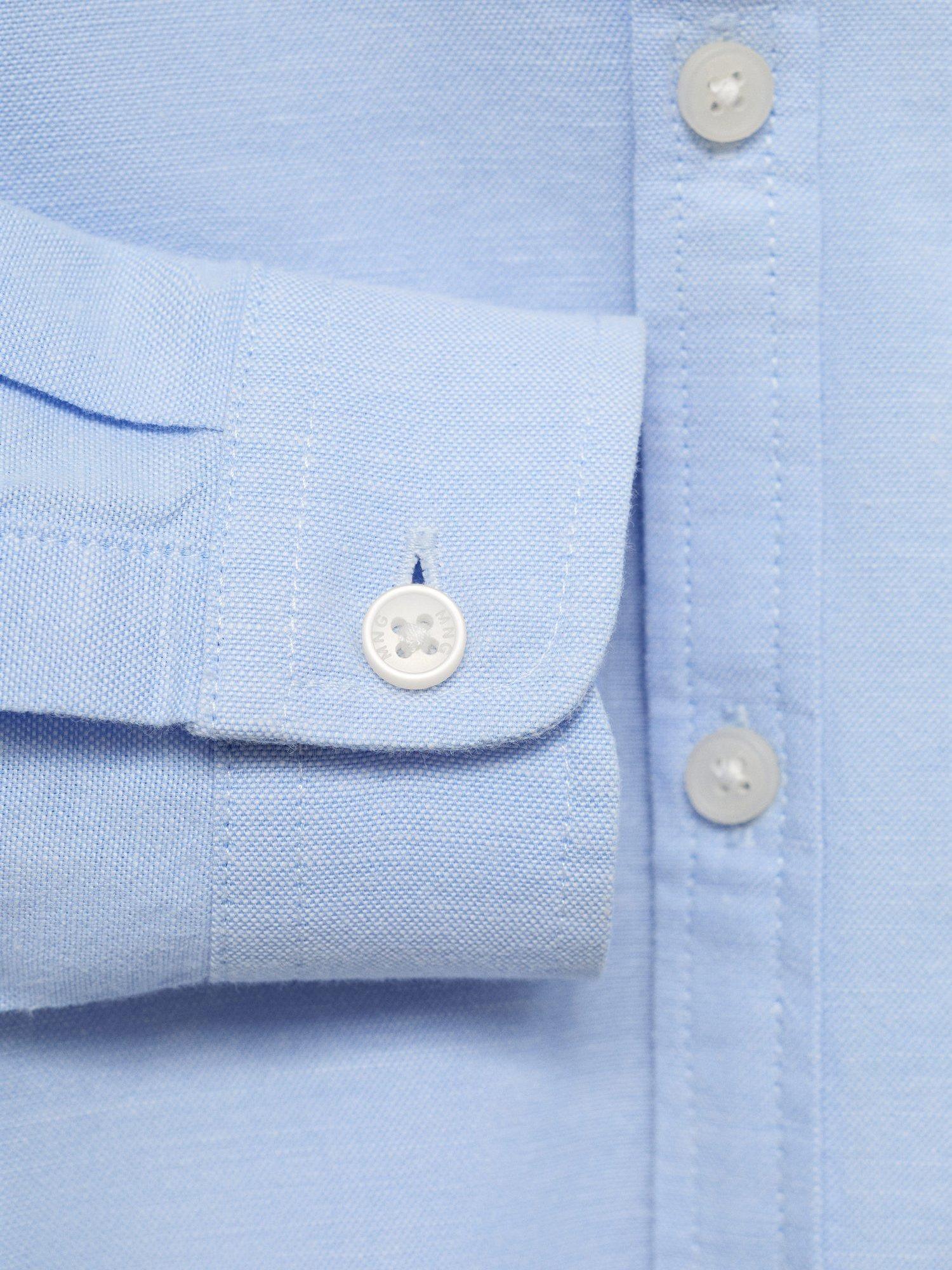 Product image 4 of 4, which shows Mango Kids' Cotton Oxford Shirt, Light Pastel Blue, 12-18 months