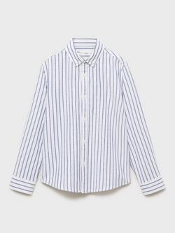 Mango Kids' Stripe Oxford Shirt, Medium Blue