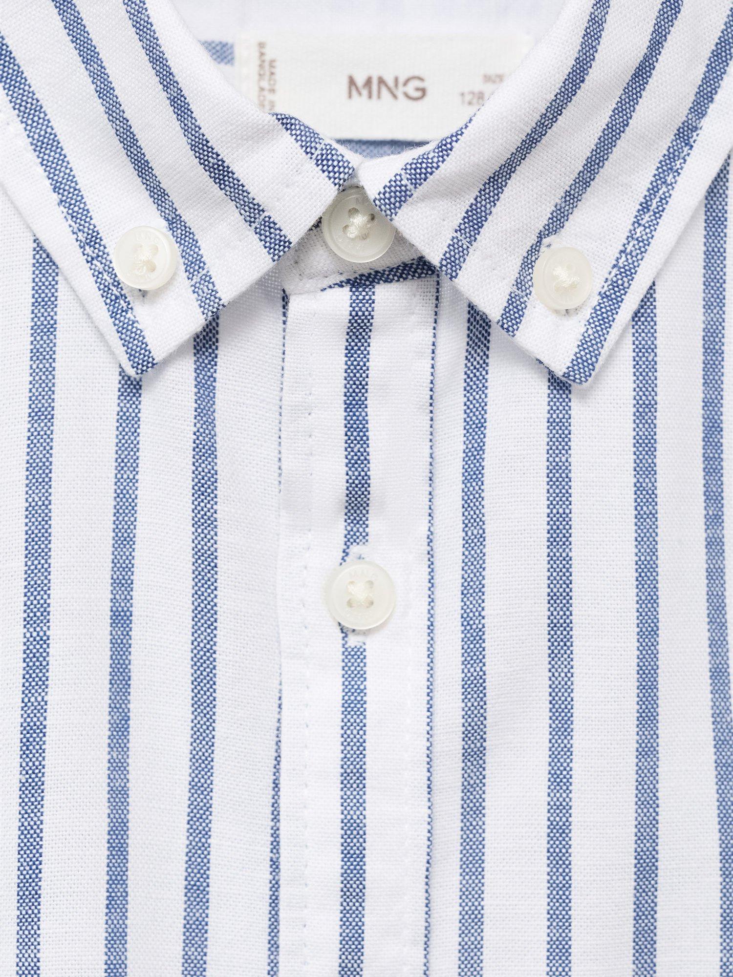 Product image 4 of 4, which shows Mango Kids' Stripe Oxford Shirt, Medium Blue, 6Y