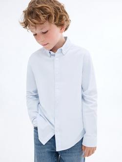 Mango Kids' Cotton Oxford Shirt, Light Pastel Blue