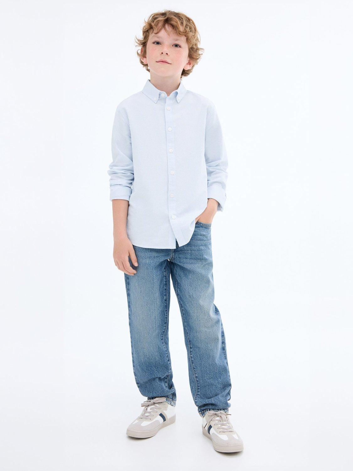 Product image 2 of 7, which shows Mango Kids' Cotton Oxford Shirt, Light Pastel Blue, 10 years