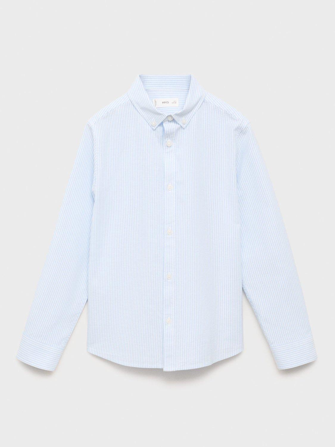 Product image 3 of 7, which shows Mango Kids' Cotton Oxford Shirt, Light Pastel Blue, 10 years