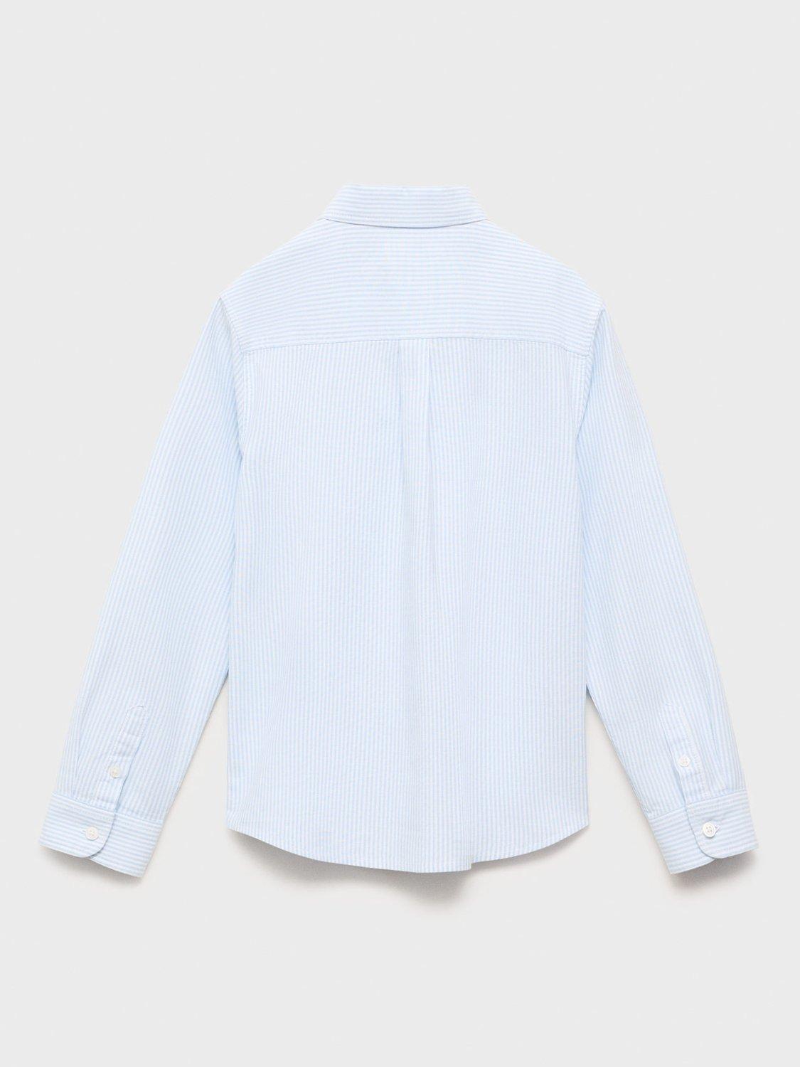 Product image 4 of 7, which shows Mango Kids' Cotton Oxford Shirt, Light Pastel Blue, 10 years