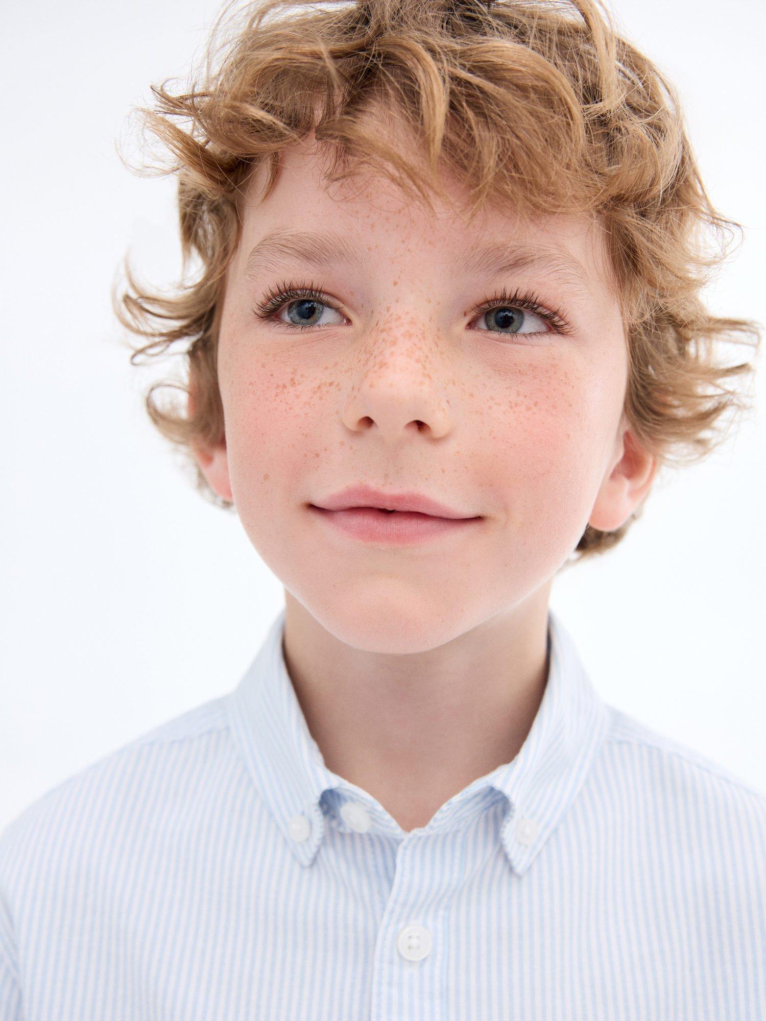 Product image 6 of 7, which shows Mango Kids' Cotton Oxford Shirt, Light Pastel Blue, 10 years
