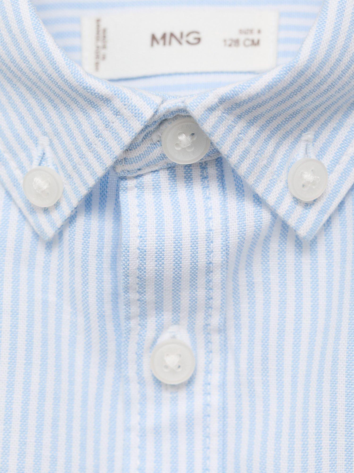 Product image 7 of 7, which shows Mango Kids' Cotton Oxford Shirt, Light Pastel Blue, 10 years