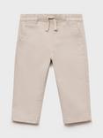 Mango Kids' Cotton Blend Drawstring Trousers, Natural White