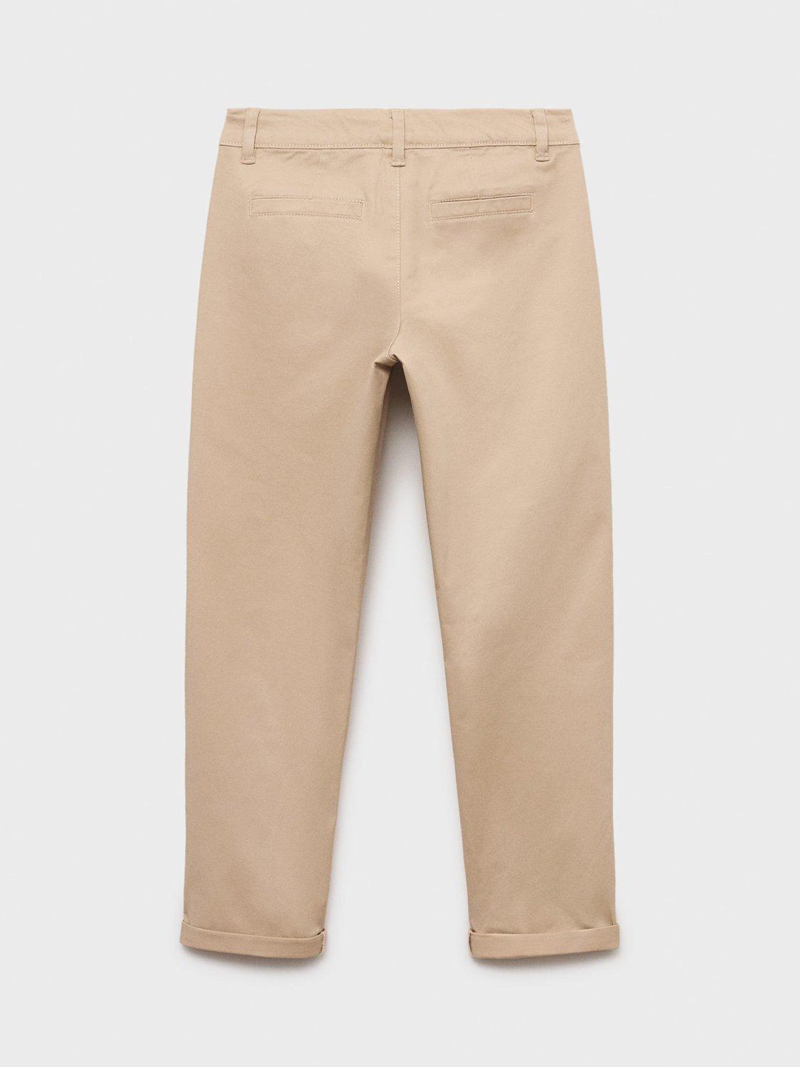 Product image 3 of 5, which shows Mango Kids' Cotton Blend Piccolo Chinos Trousers, Light Pastel Brown, 10 years