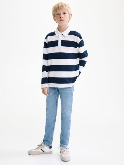 Mango Kids' Denim Five Pocket Slim Fit Jeans, Open Blue, Open Blue