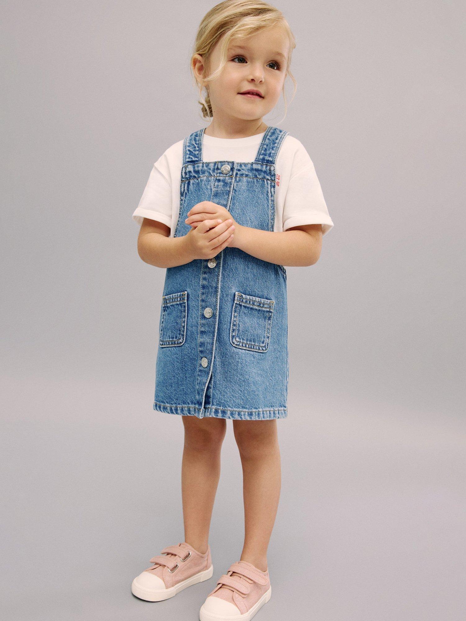 Mango Kids' Ruffi Cotton Sleeveless Button Pinafore Dress