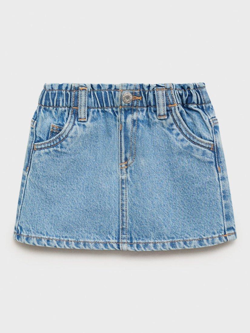 Product image 3 of 6, which shows Mango Kids' Paperbag Denim Skirt, Open Blue, 10 years