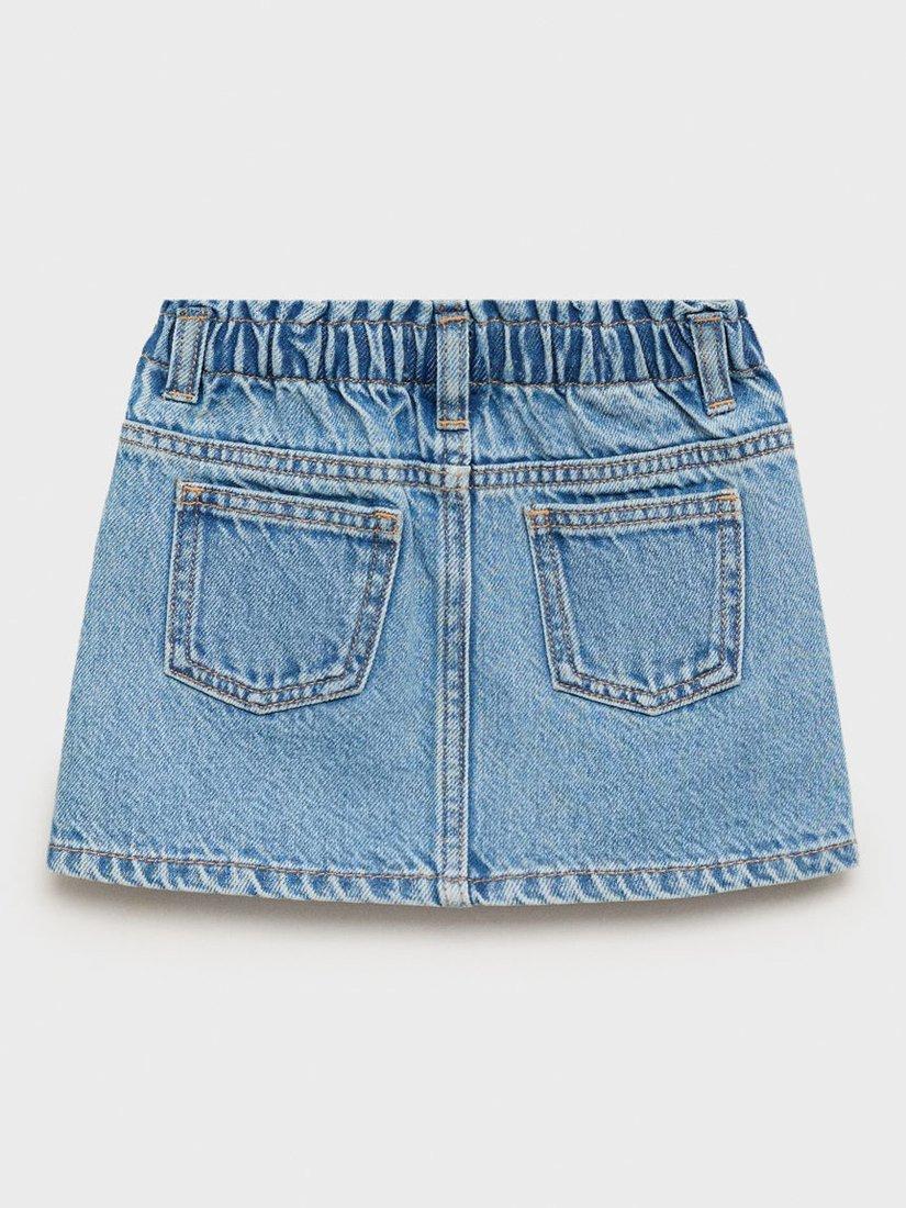 Product image 4 of 6, which shows Mango Kids' Paperbag Denim Skirt, Open Blue, 10 years