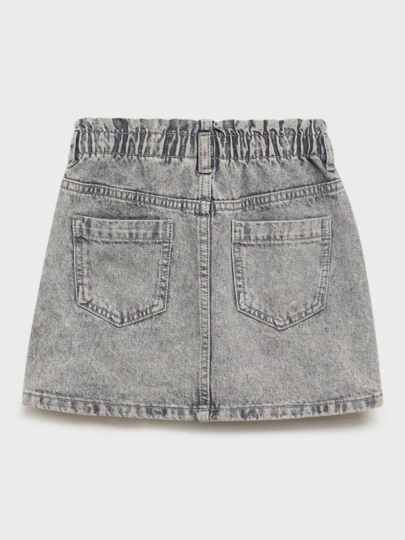 Product image 2 of 4, which shows Mango Kids' Paperbag Denim Skirt, Open Grey, 10 years