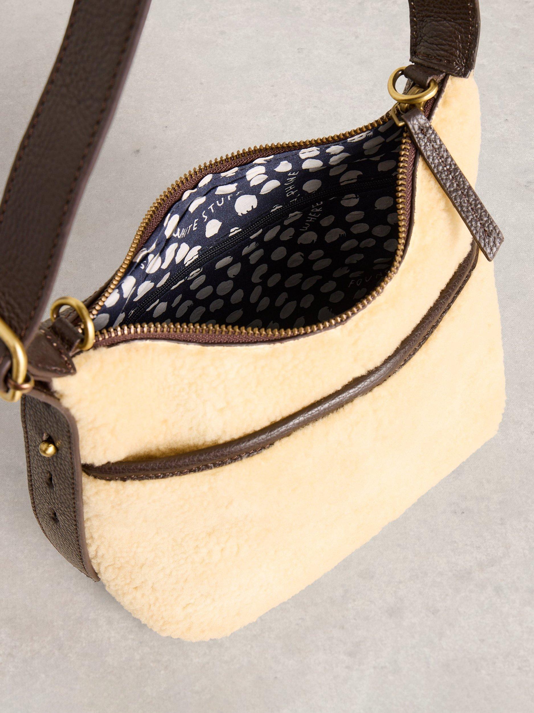 Product image 3 of 4, which shows White Stuff Teddy & Suede Mini Crossbody Bag, Ivory, One Size