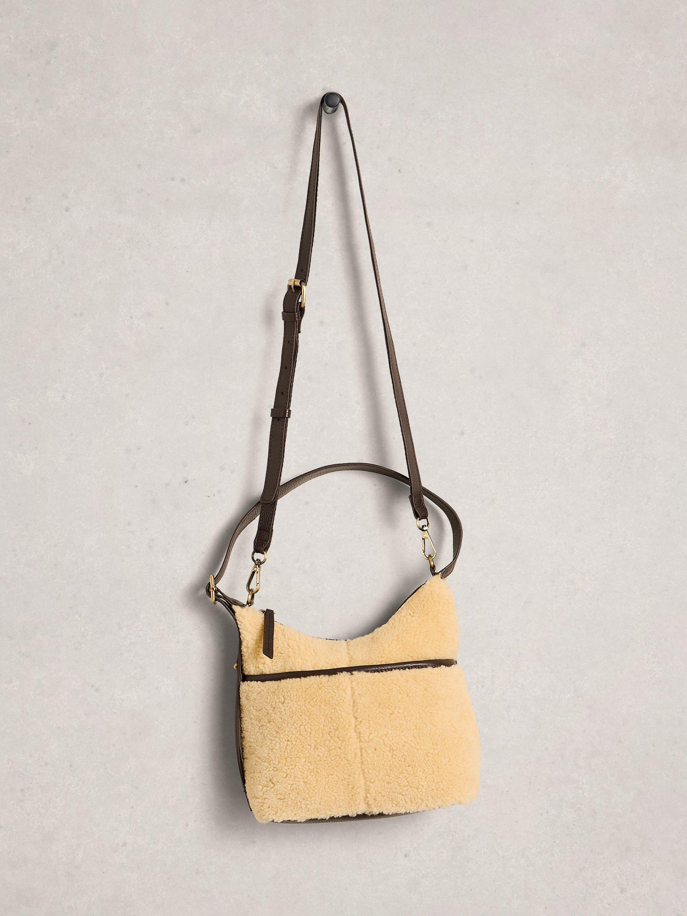 Product image 4 of 4, which shows White Stuff Teddy & Suede Mini Crossbody Bag, Ivory, One Size