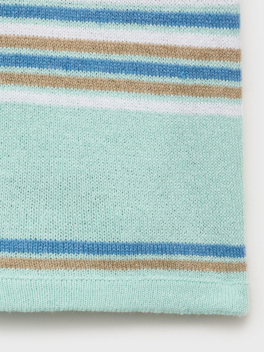 Product image 5 of 7, which shows Mango Yute Stripe Fine Knit Short Sleeve Jumper, Green, L