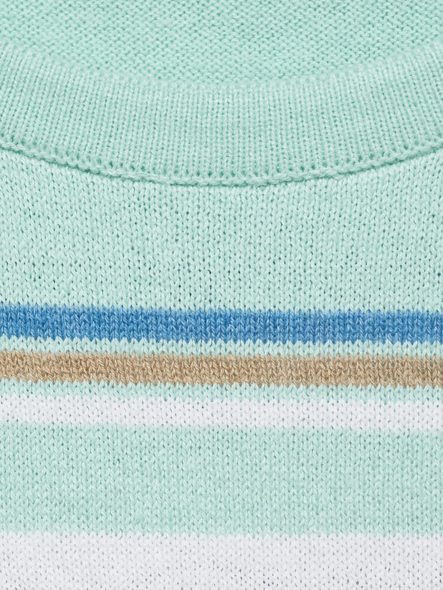 Product image 7 of 7, which shows Mango Yute Stripe Fine Knit Short Sleeve Jumper, Green, L