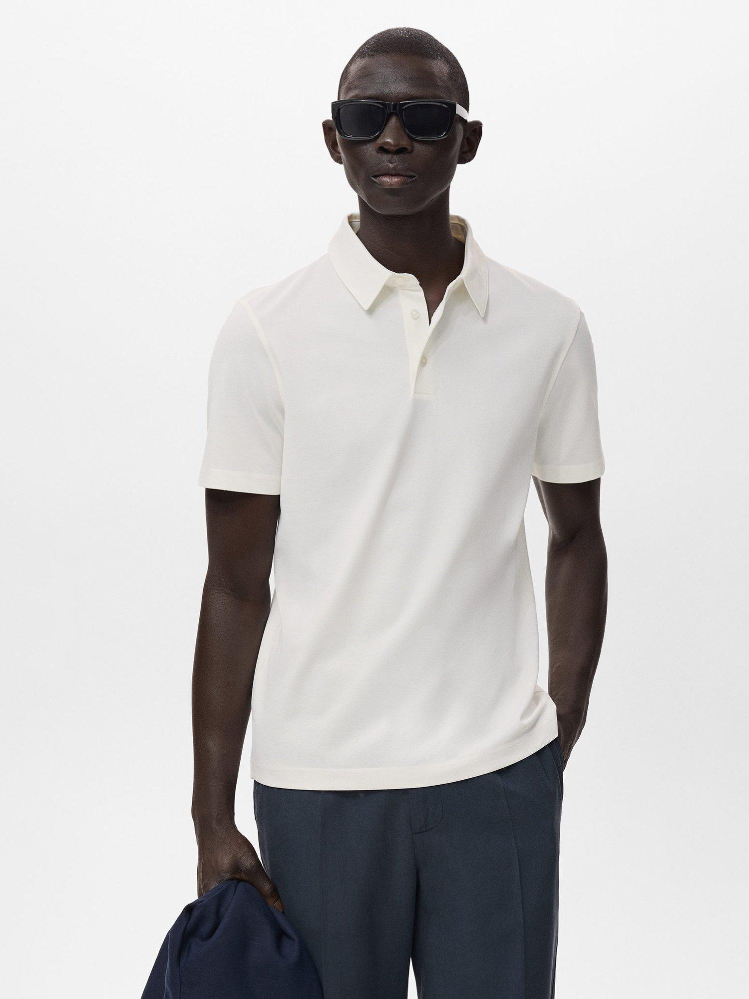 Mango Ezequi Regular Fit Polo Shirt, Natural White