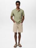 Mango Rea Cotton Regular Fit Polo Shirt, Beige/Khaki