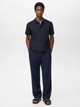 Mango Rea Cotton Regular Fit Polo Shirt, Navy