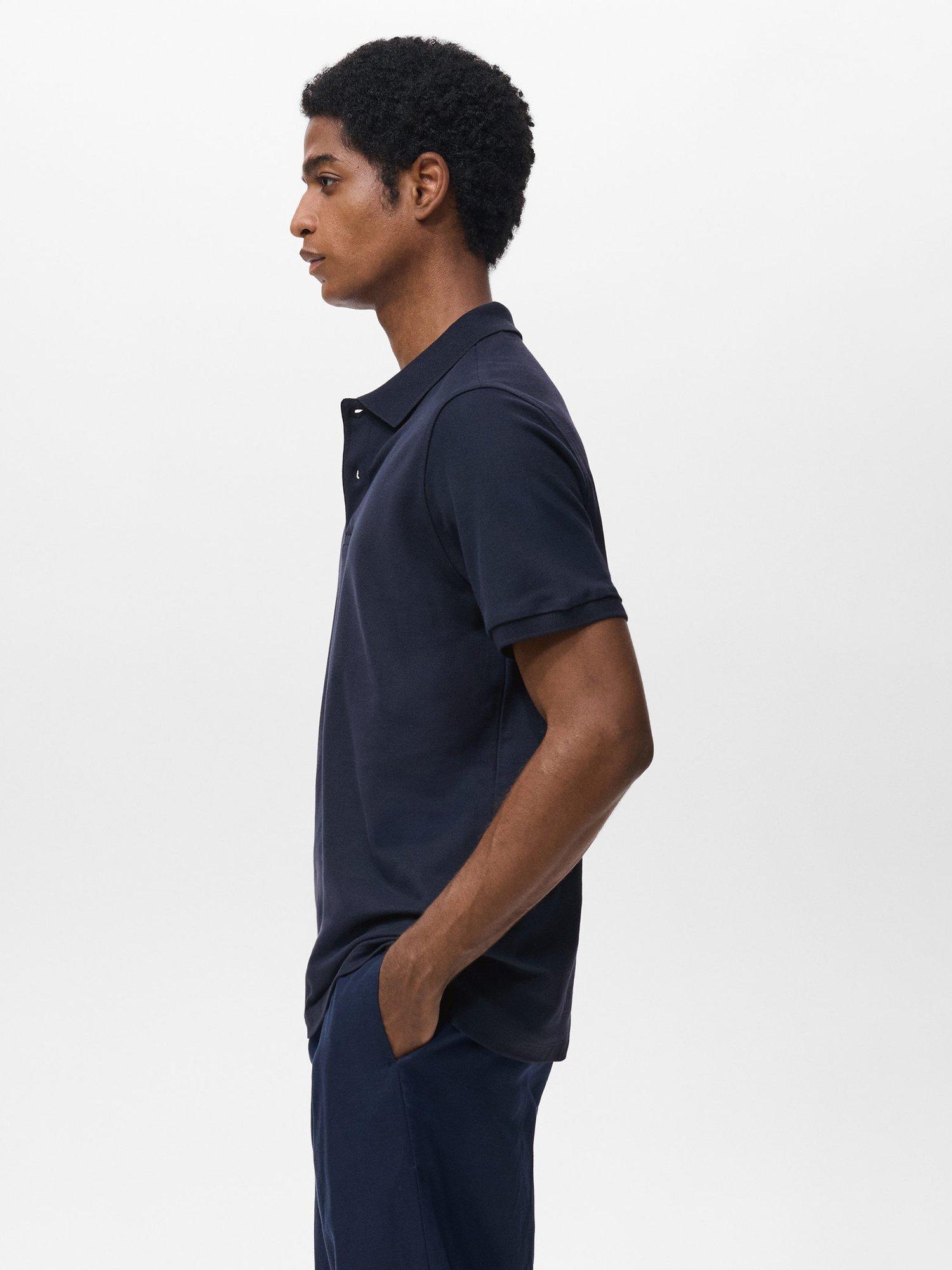 Product image 7 of 8, which shows Mango Rea Cotton Regular Fit Polo Shirt, Navy, XS