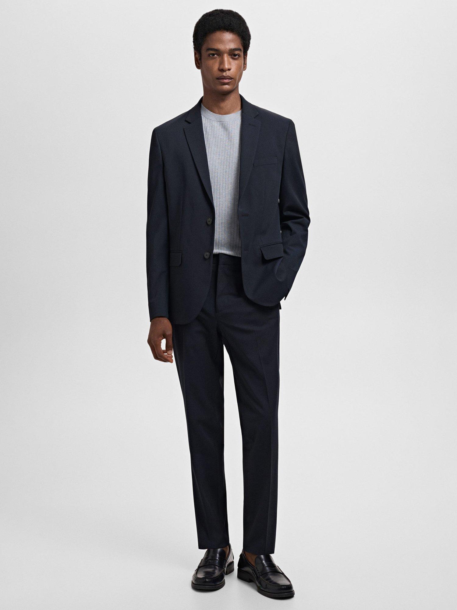 Product image 2 of 8, which shows Mango Paris Slim Trousers, Navy, 29