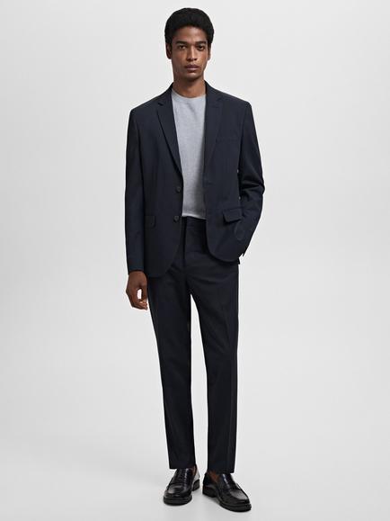Mango Paris Slim Trousers, Navy - view 2, Navy