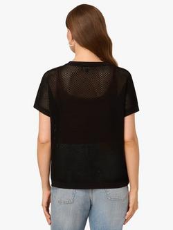 Adrianna Papell Mesh Stitch Short Sleeve Jumper - view 2, Black