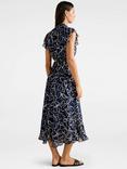 Forever New Maxwell Floral Flutter Sleeve Midi Dress, Navy