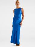 Forever New Parker Open Back Satin Maxi Dress, Vivid Azure