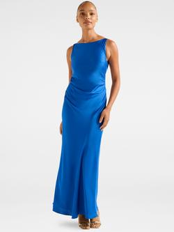 Forever New Parker Open Back Satin Maxi Dress, Vivid Azure, Vivid Azure