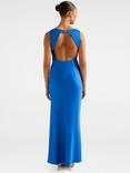 Forever New Parker Open Back Satin Maxi Dress, Vivid Azure