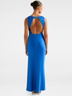 Forever New Parker Open Back Satin Maxi Dress, Vivid Azure - view 2, Vivid Azure