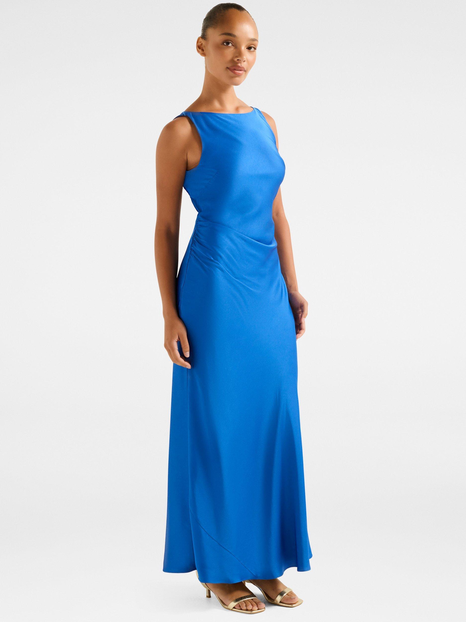 Product image 3 of 5, which shows Forever New Parker Open Back Satin Maxi Dress, Vivid Azure, 4