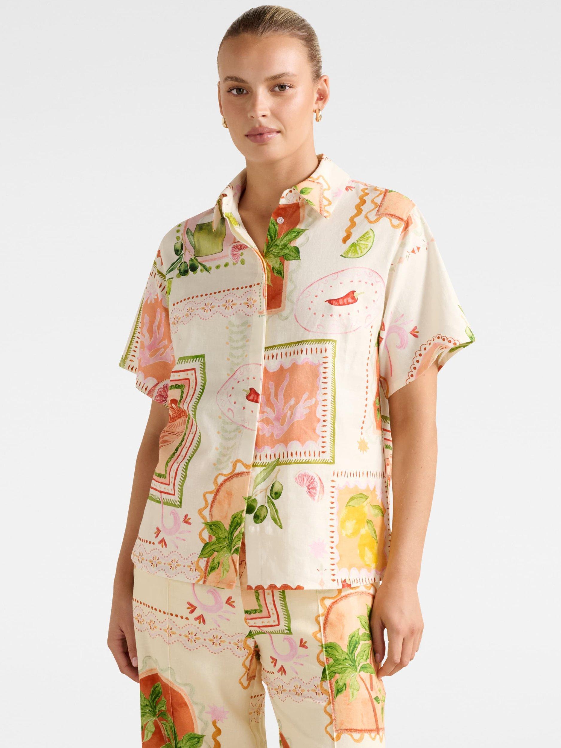 Product image 1 of 5, which shows Forever New Ola Linen Blend Oversized Shirt, Cream, 4