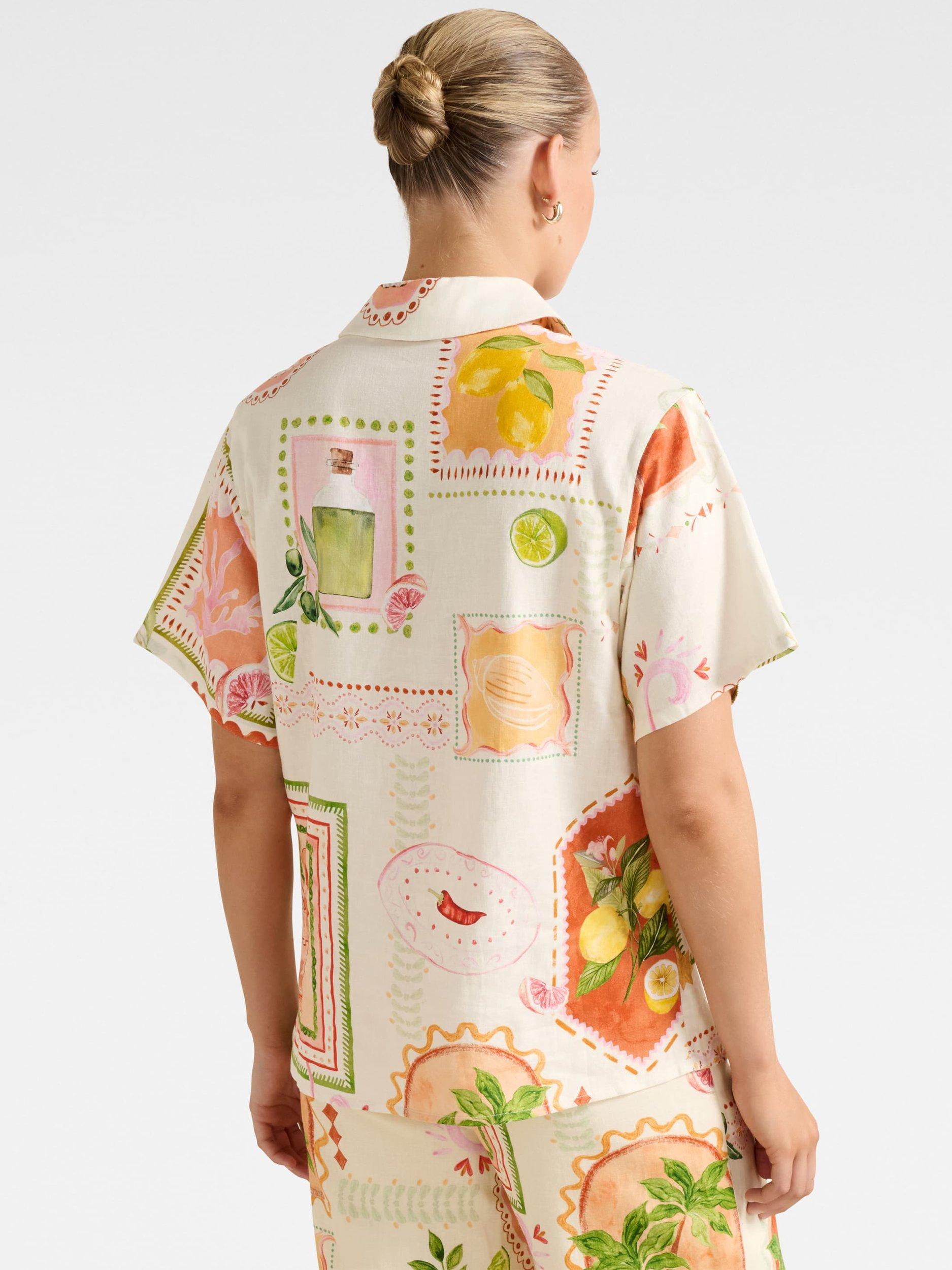Product image 2 of 5, which shows Forever New Ola Linen Blend Oversized Shirt, Cream, 4