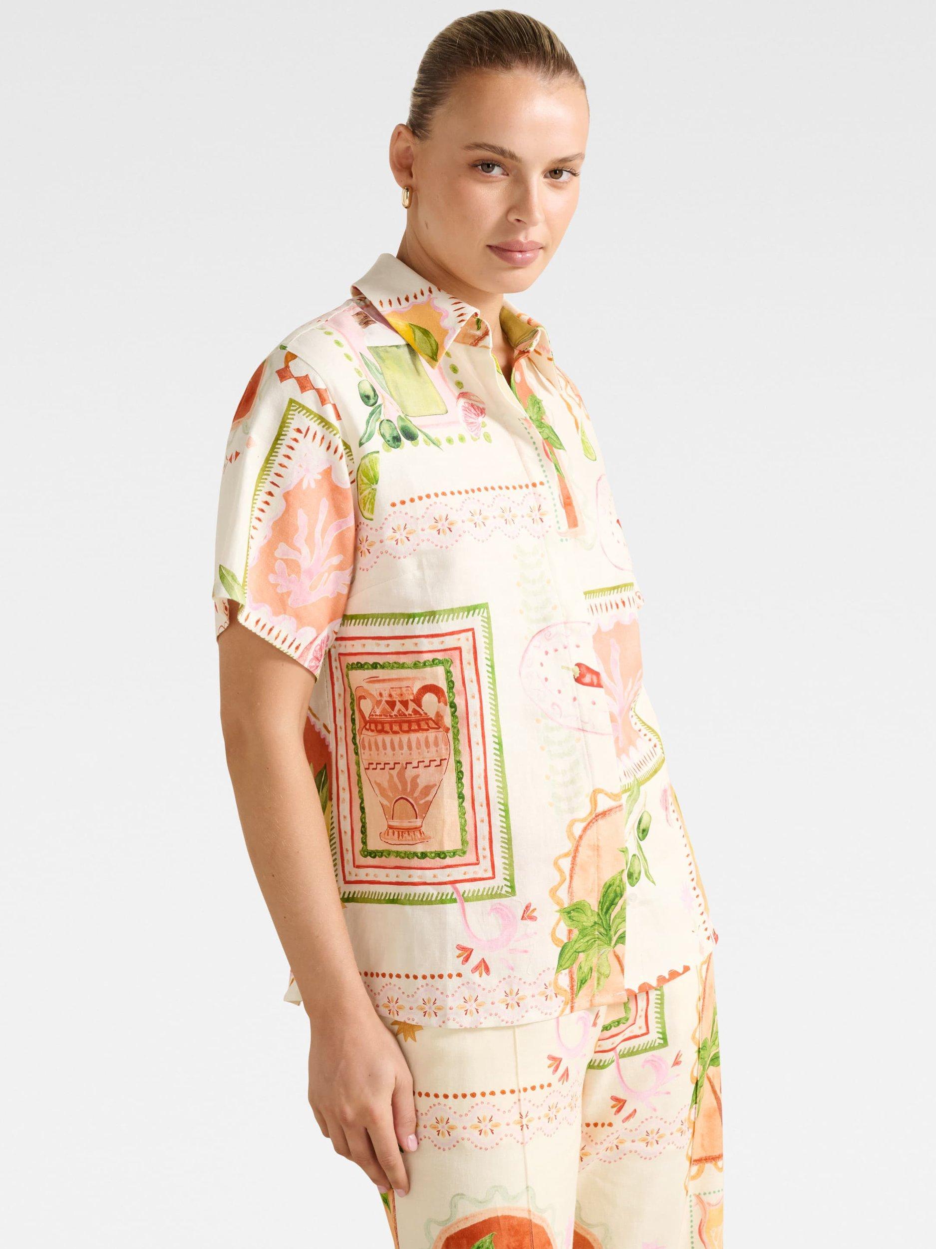 Product image 3 of 5, which shows Forever New Ola Linen Blend Oversized Shirt, Cream, 4