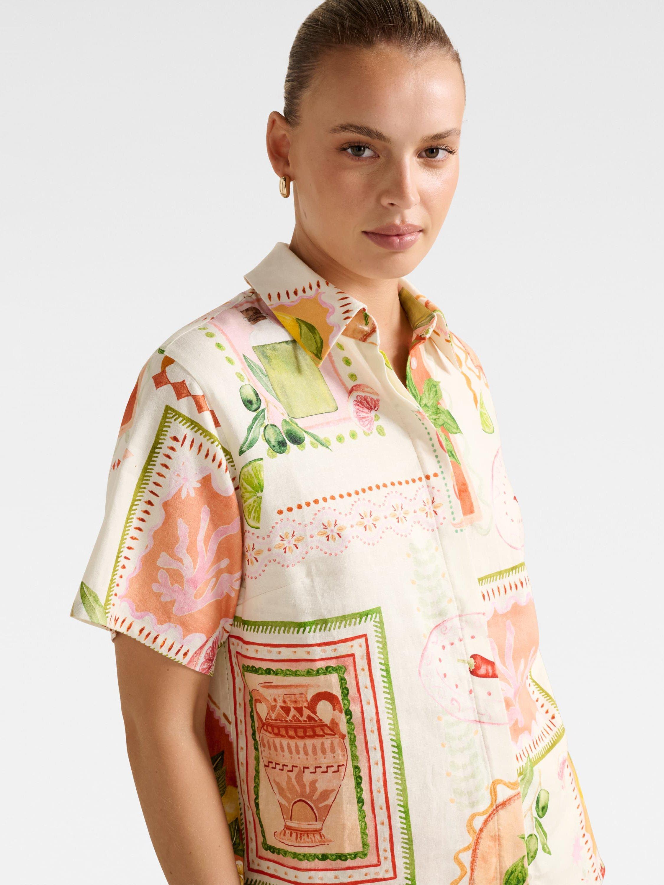 Product image 4 of 5, which shows Forever New Ola Linen Blend Oversized Shirt, Cream, 4