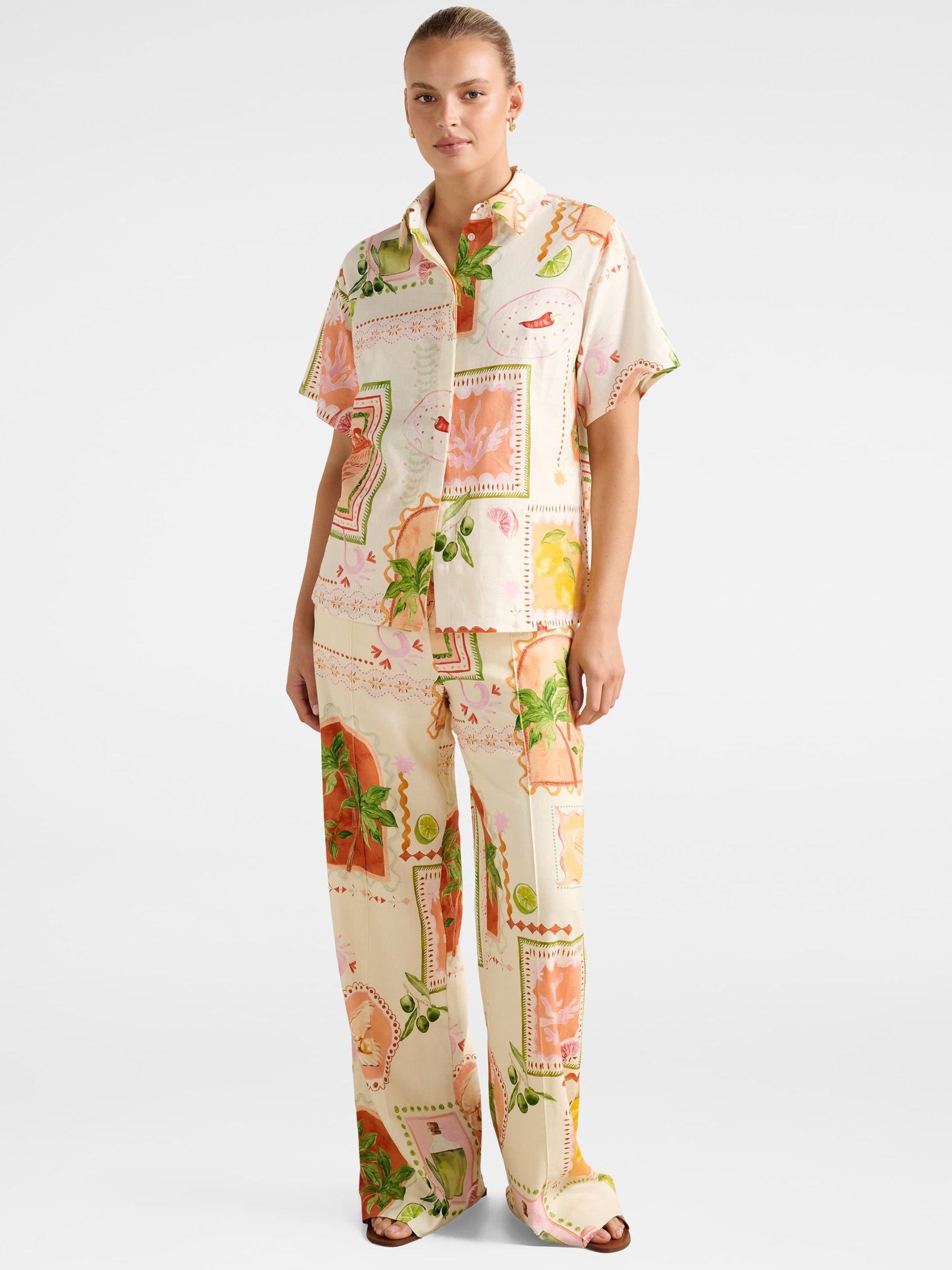 Product image 5 of 5, which shows Forever New Ola Linen Blend Oversized Shirt, Cream, 4