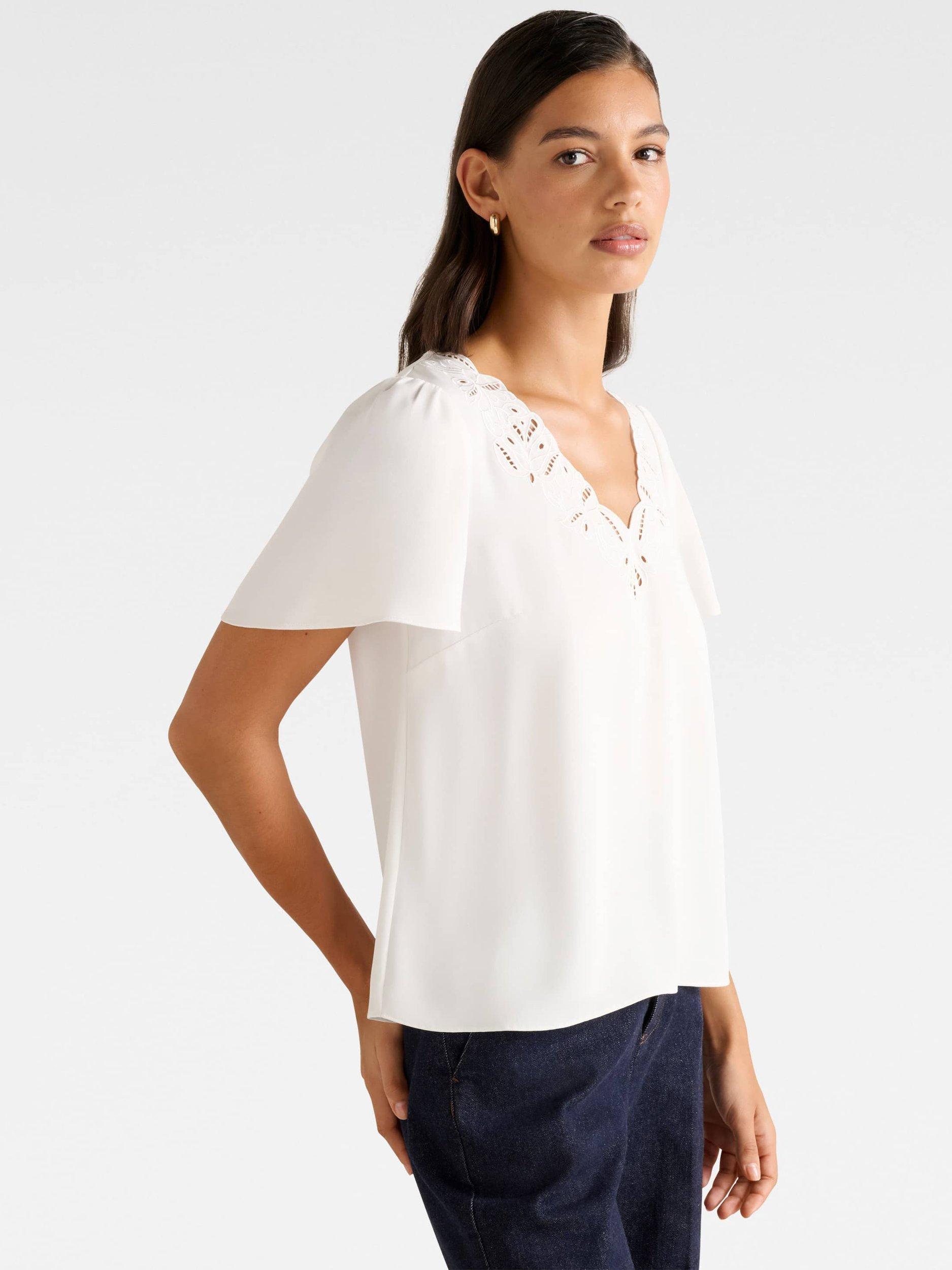 Product image 3 of 5, which shows Forever New Luna Embroidered Detail Blouse, Porcelain, 4