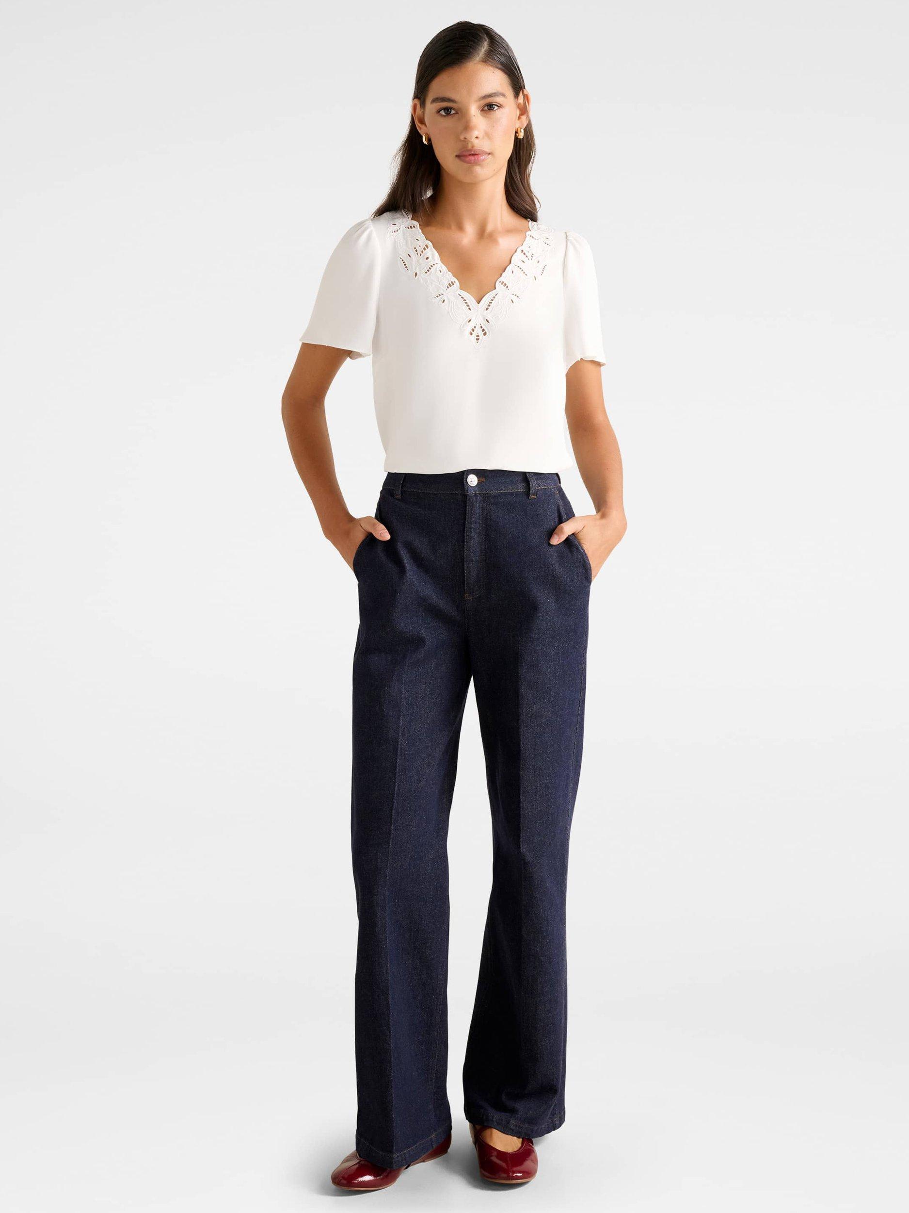 Product image 5 of 5, which shows Forever New Luna Embroidered Detail Blouse, Porcelain, 4